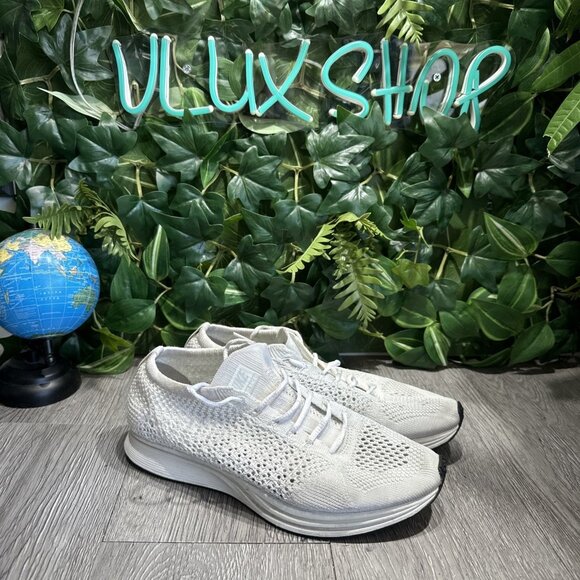Nike Flyknit Racer Men's Size 7 Running Shoes Triple White - Picture 1 of 8